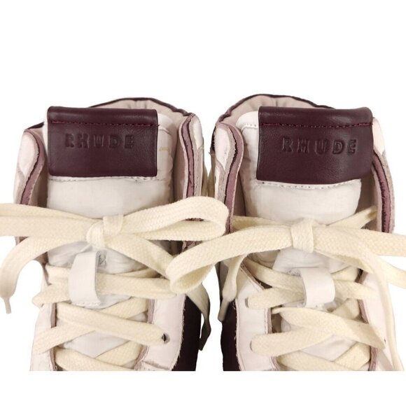 Rhude Rhecess-Hi Sneakers 7 Men's White Maroon Sneakers New - Picture 5 of 13